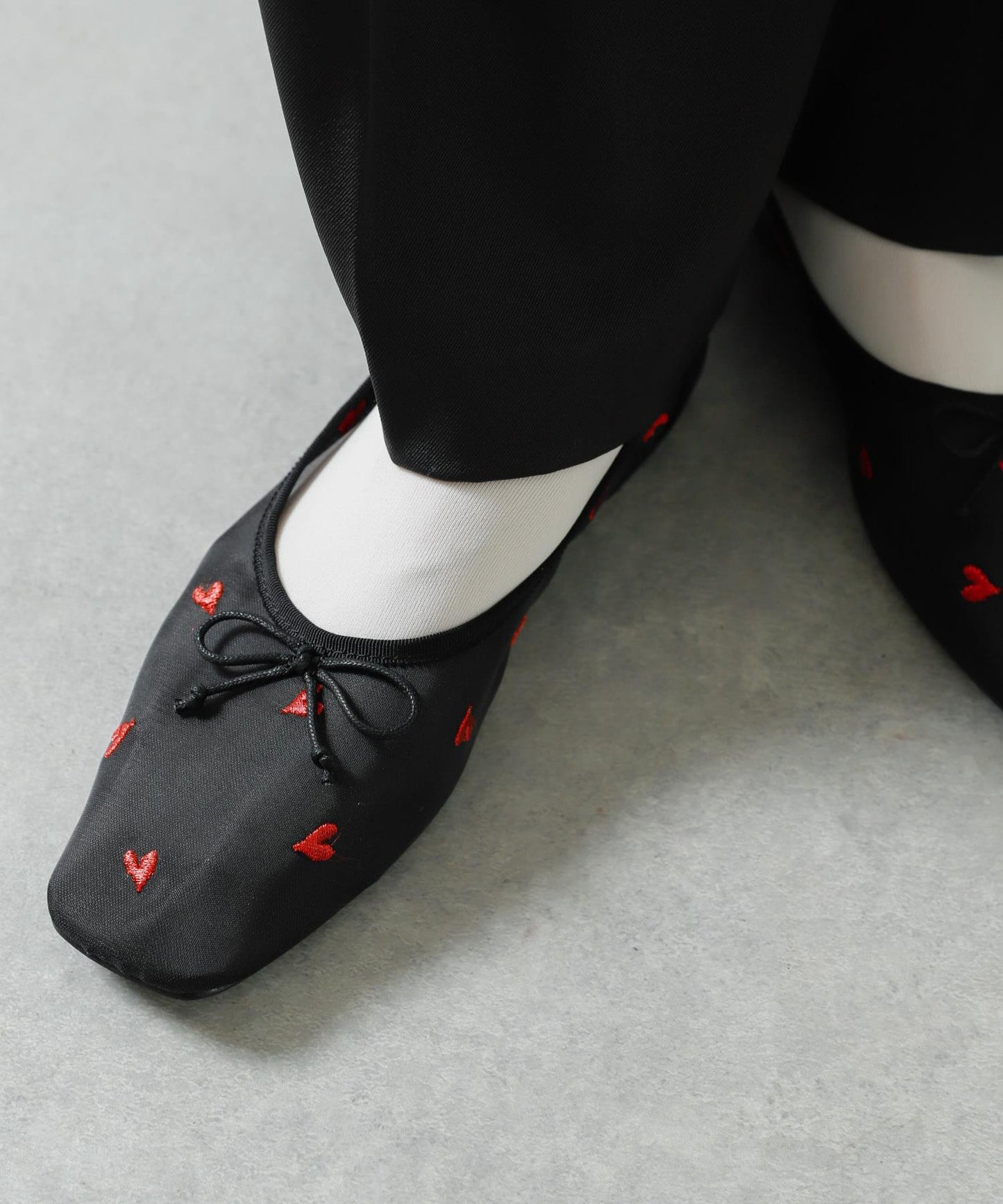 愛心網紗平底鞋