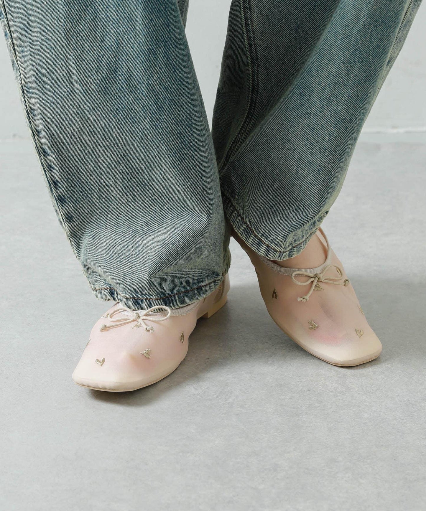 愛心網紗平底鞋