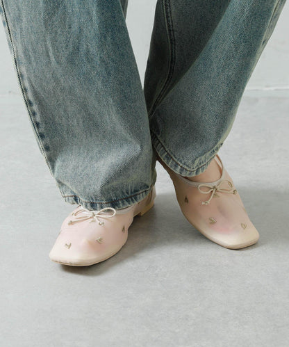 愛心網紗平底鞋