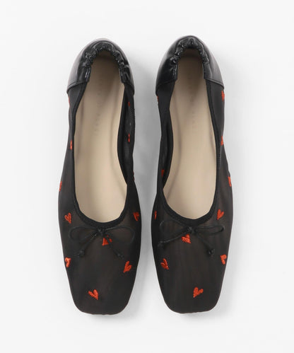 愛心網紗平底鞋