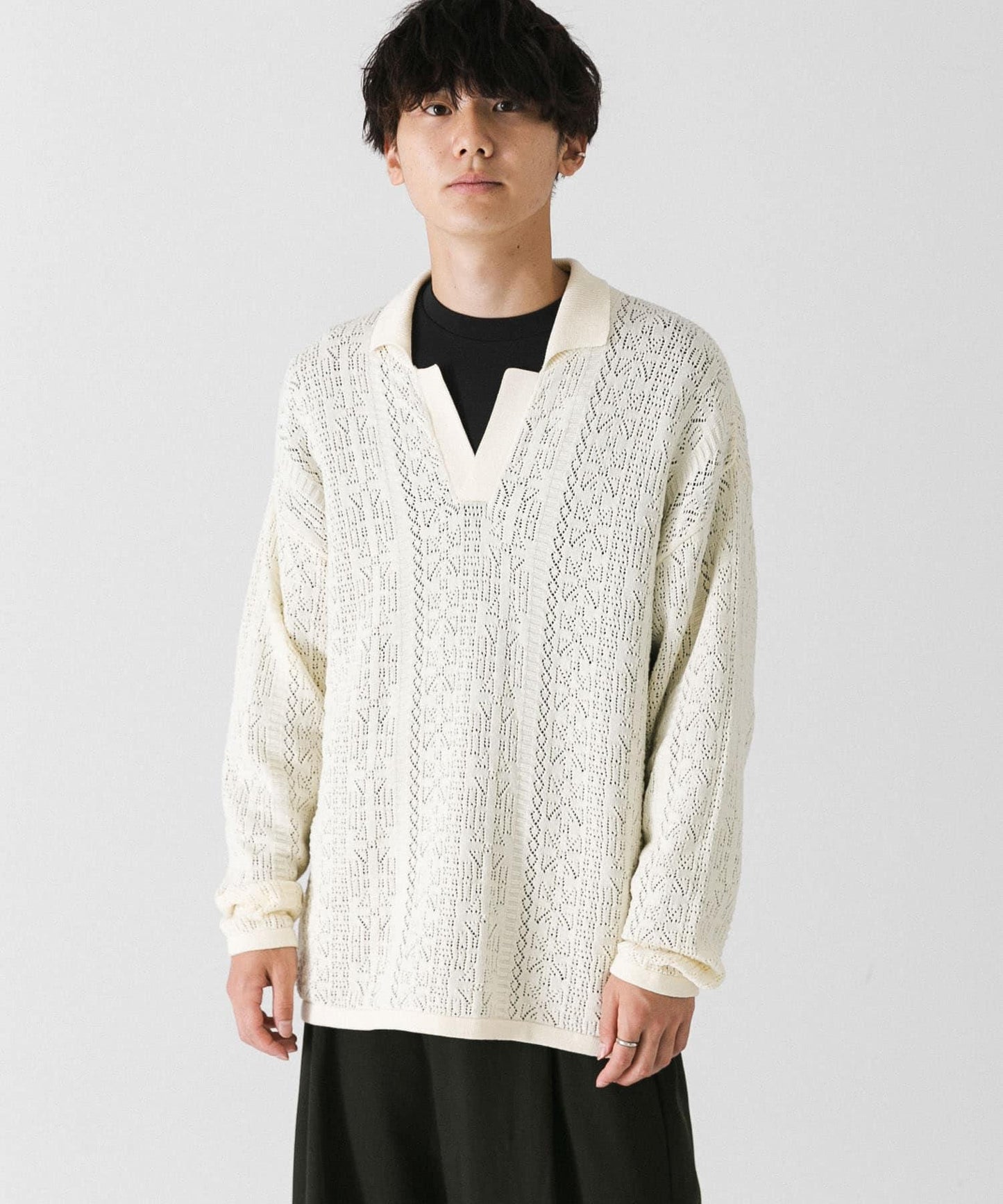 中性蕾絲針織POLO衫