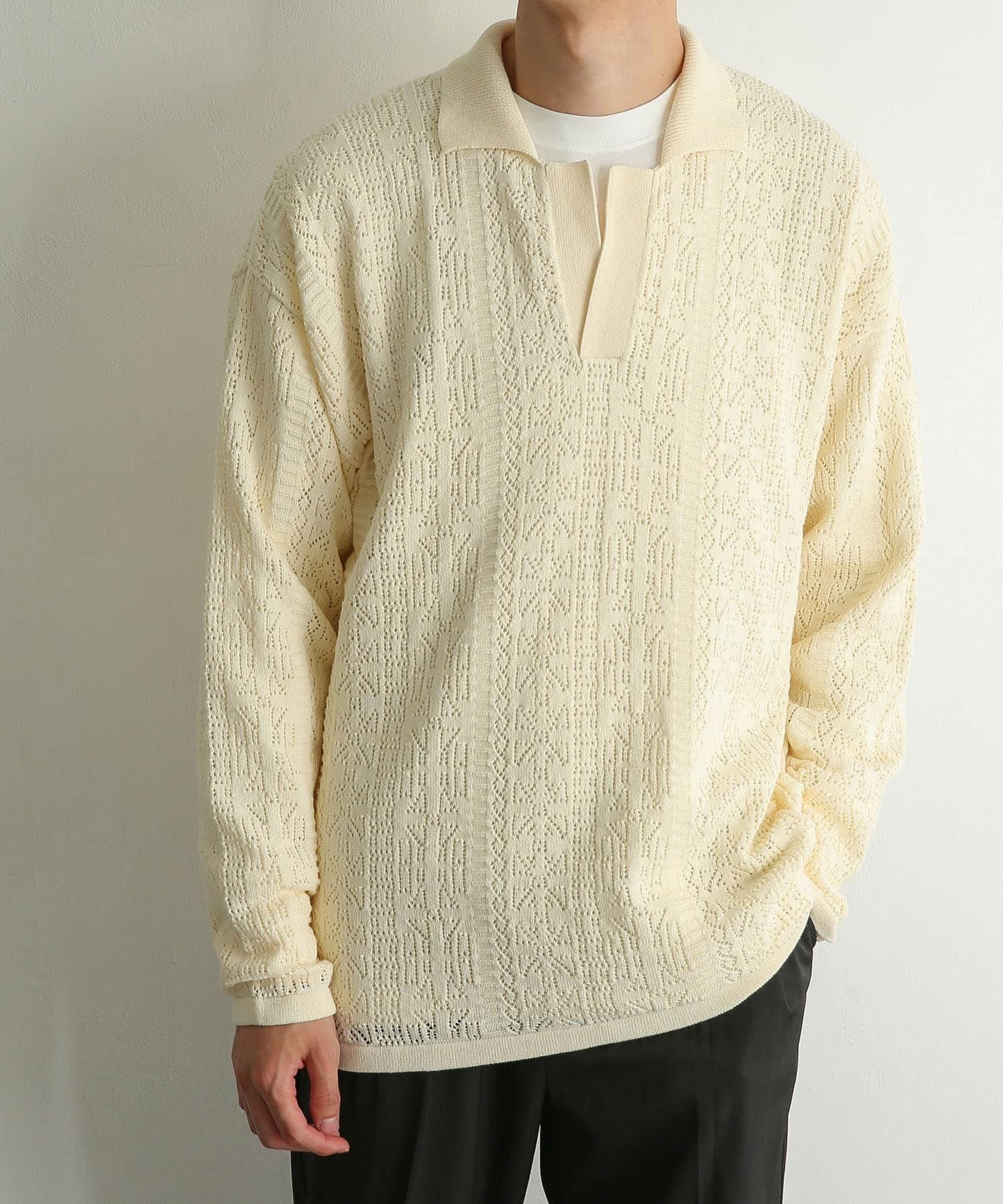 中性蕾絲針織POLO衫