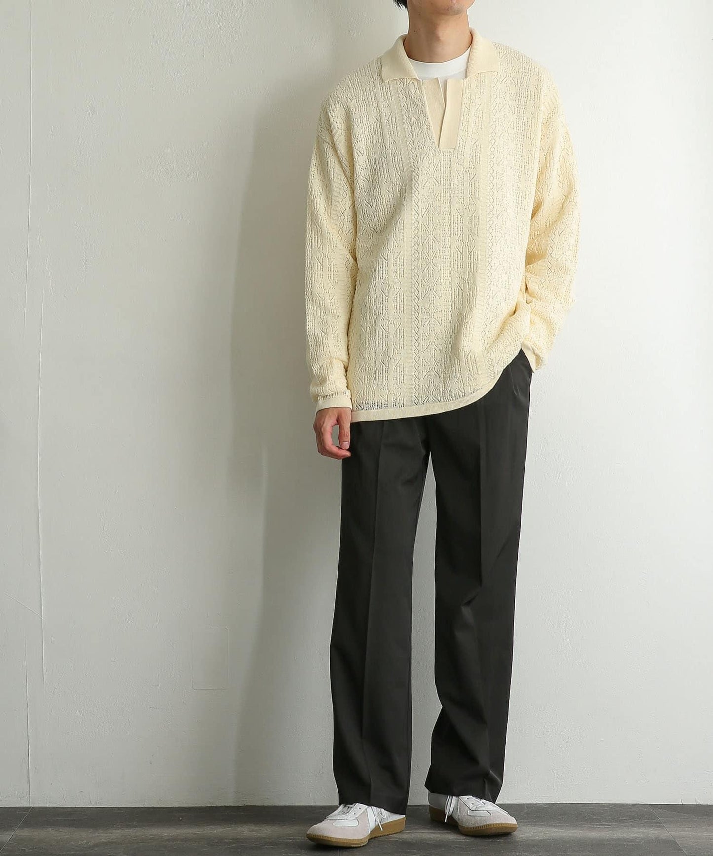 中性蕾絲針織POLO衫