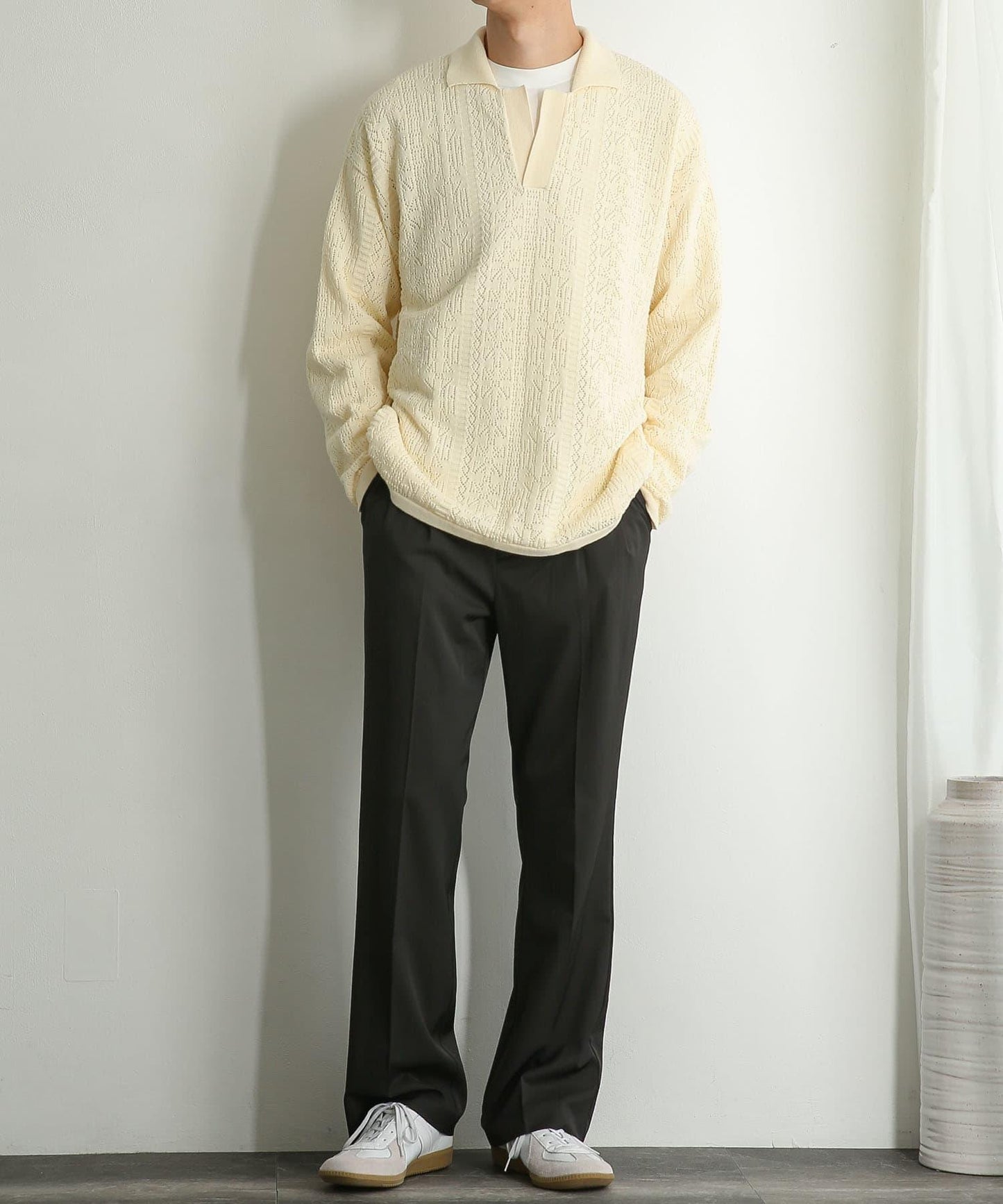 中性蕾絲針織POLO衫