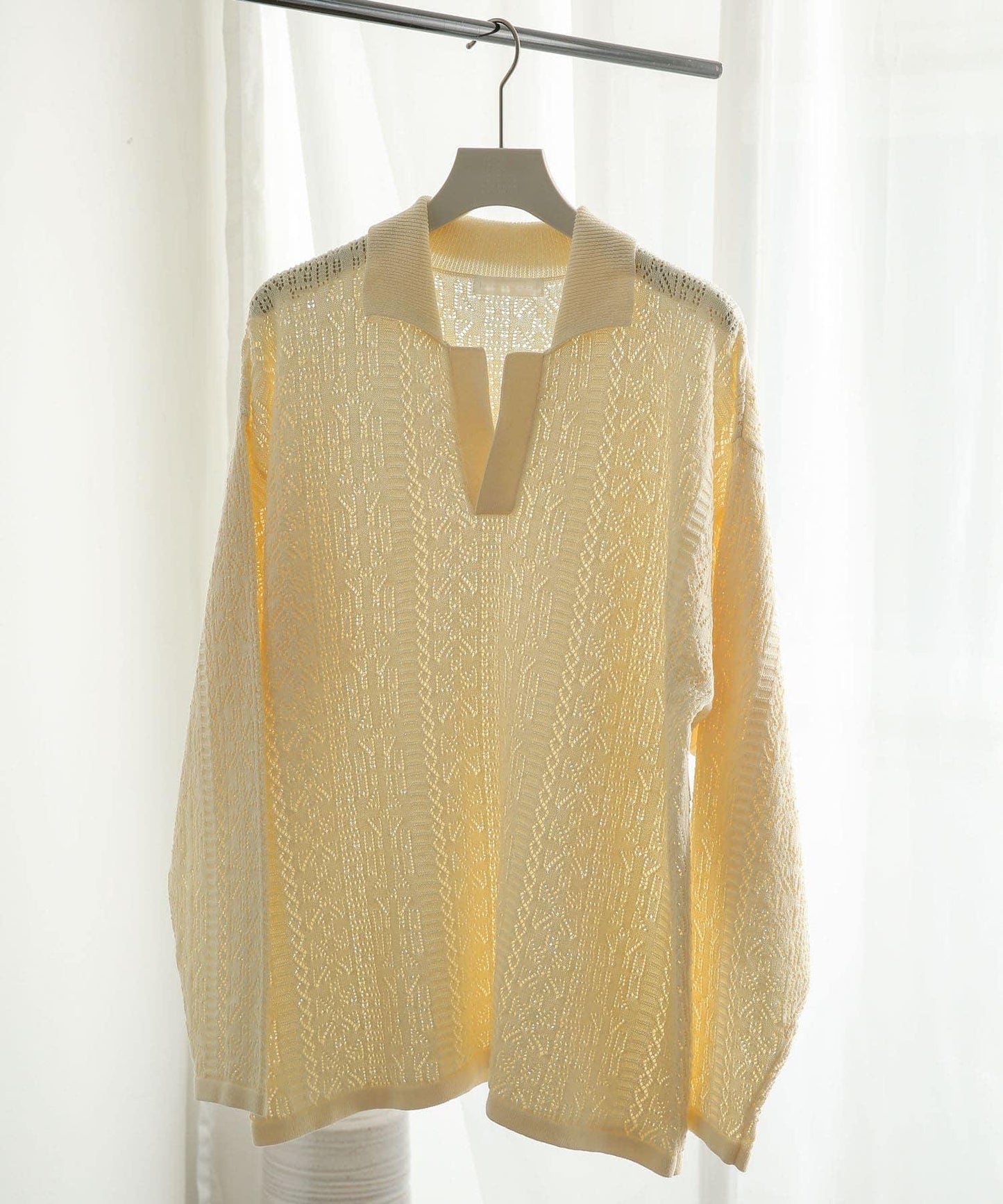 中性蕾絲針織POLO衫