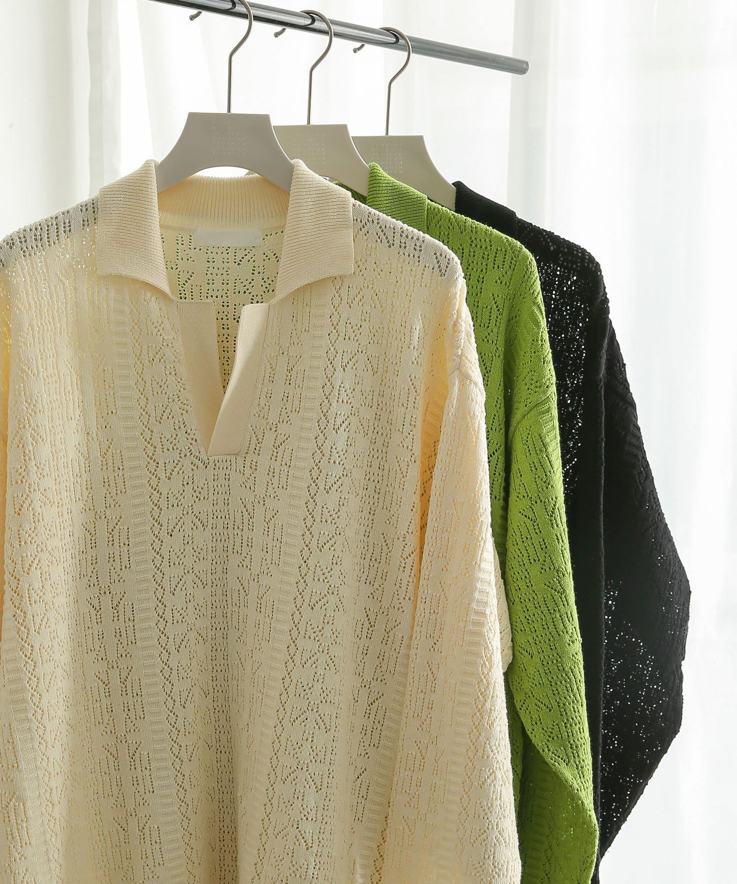 中性蕾絲針織POLO衫