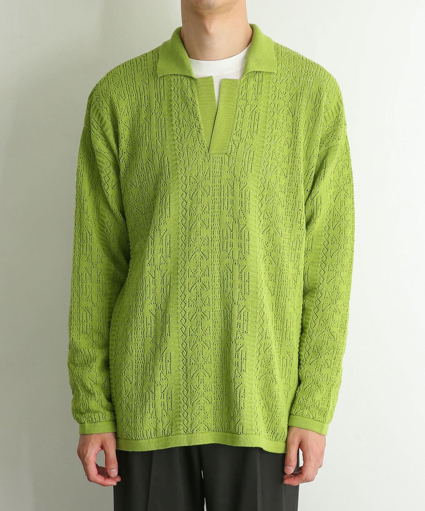 中性蕾絲針織POLO衫