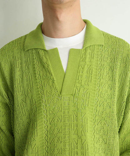 中性蕾絲針織POLO衫