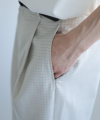 「套裝可搭配」「易打理」格紋亞麻感寬鬆闊腿褲