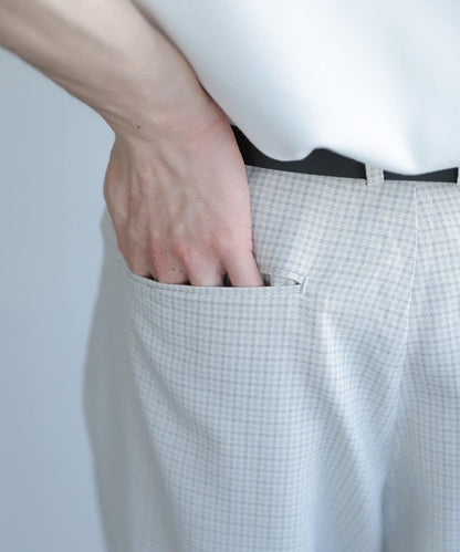 「套裝可搭配」「易打理」格紋亞麻感寬鬆闊腿褲