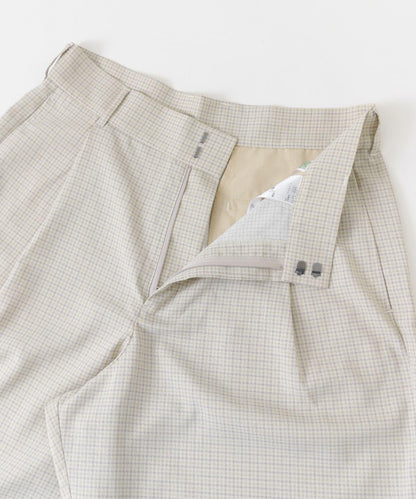 「套裝可搭配」「易打理」格紋亞麻感寬鬆闊腿褲