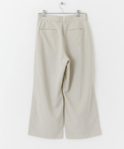 「套裝可搭配」「易打理」格紋亞麻感寬鬆闊腿褲