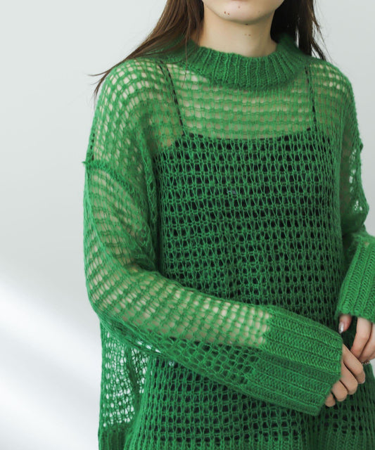 網眼針織寬鬆毛衣