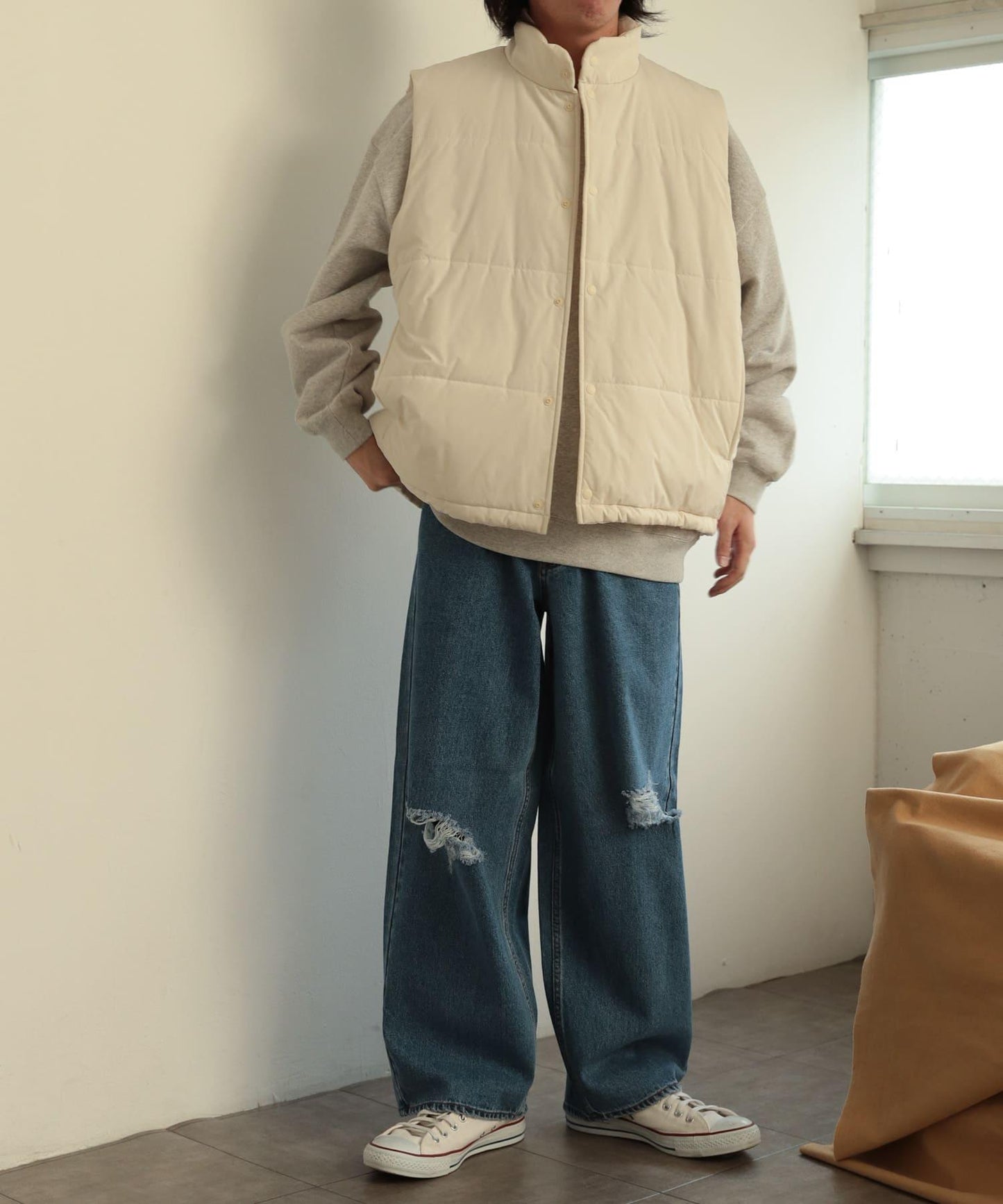 帶抽繩墊肩馬甲