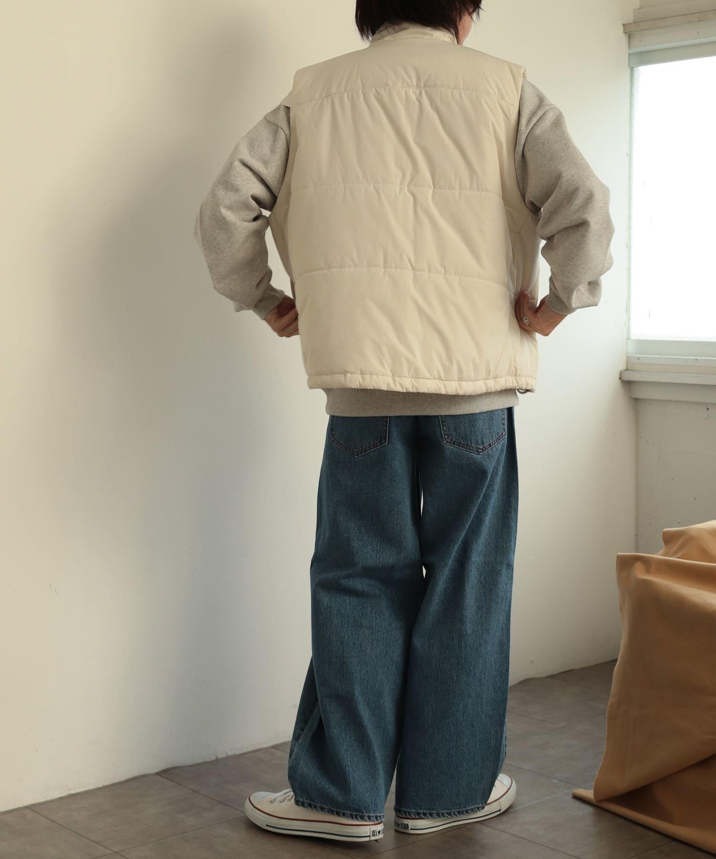 帶抽繩墊肩馬甲