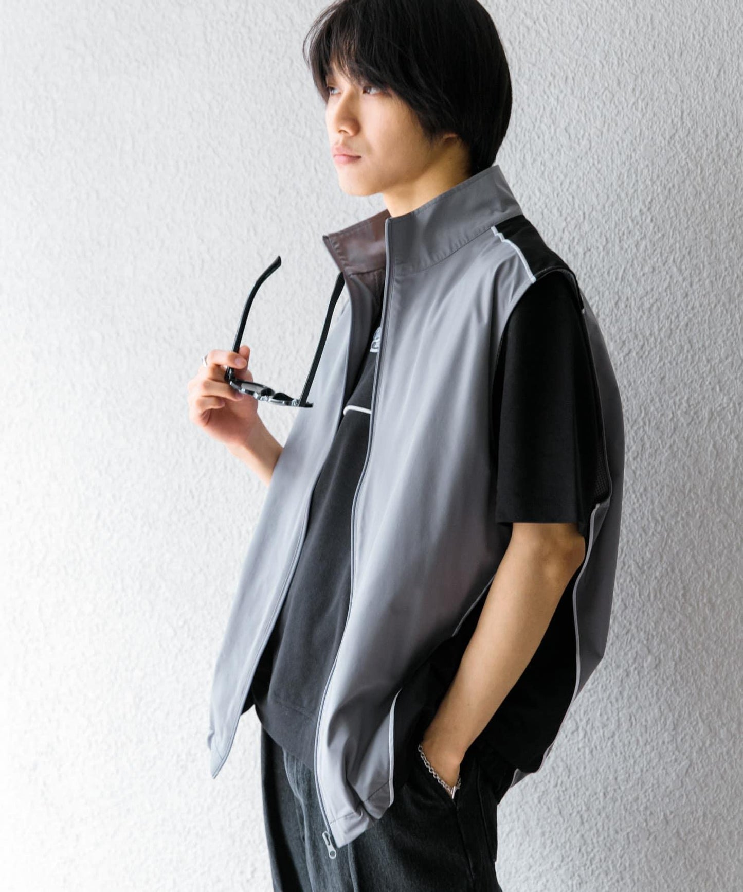 拼色設計T恤（五分袖）