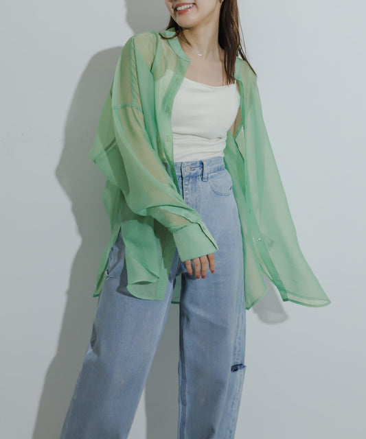 部分色輕薄香檳色襯衫