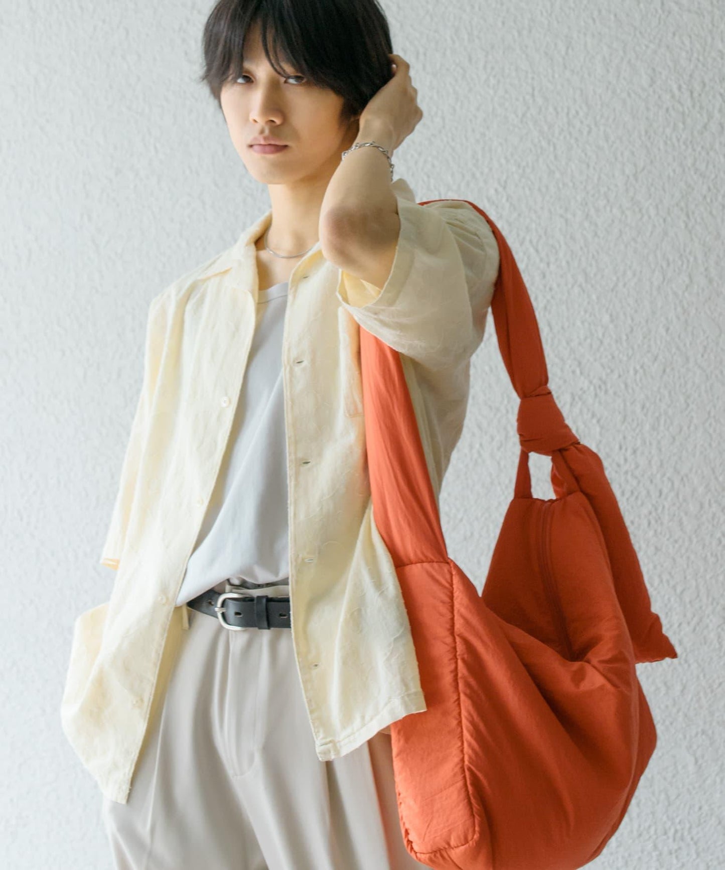 佩斯利印花開領襯衫（五分袖）