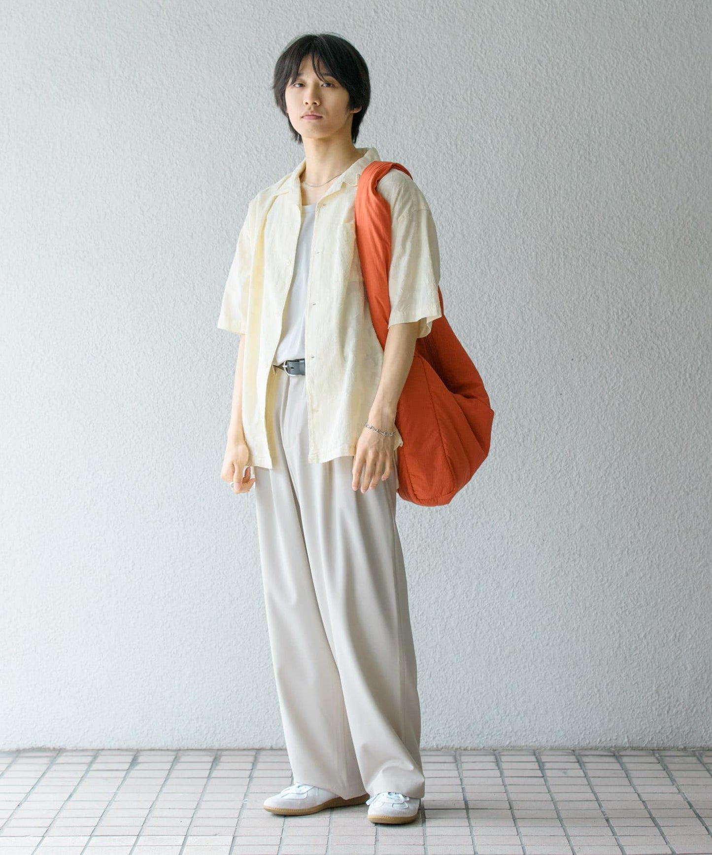 佩斯利印花開領襯衫（五分袖）