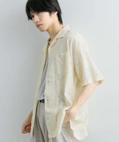 佩斯利印花開領襯衫（五分袖）