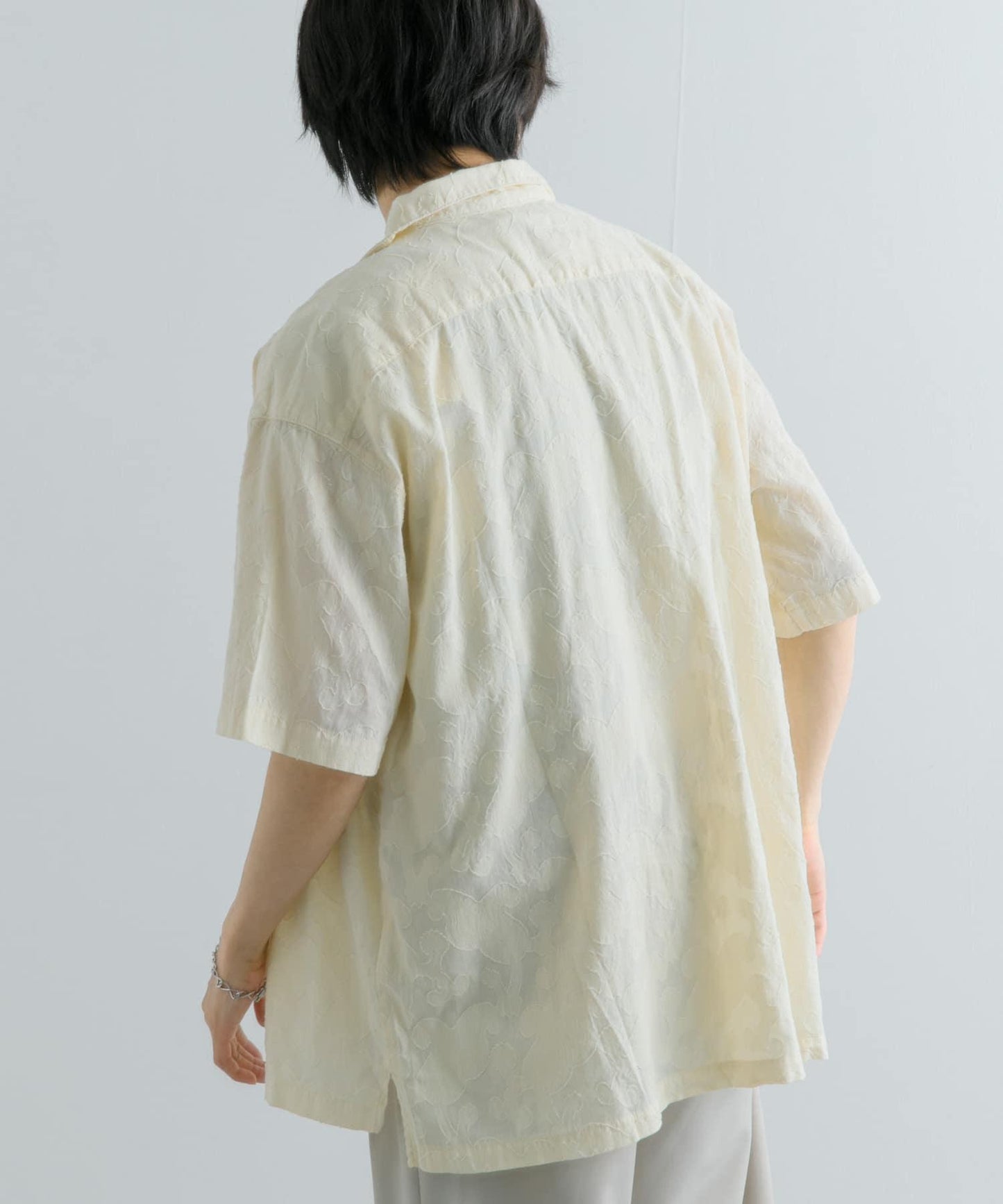 佩斯利印花開領襯衫（五分袖）