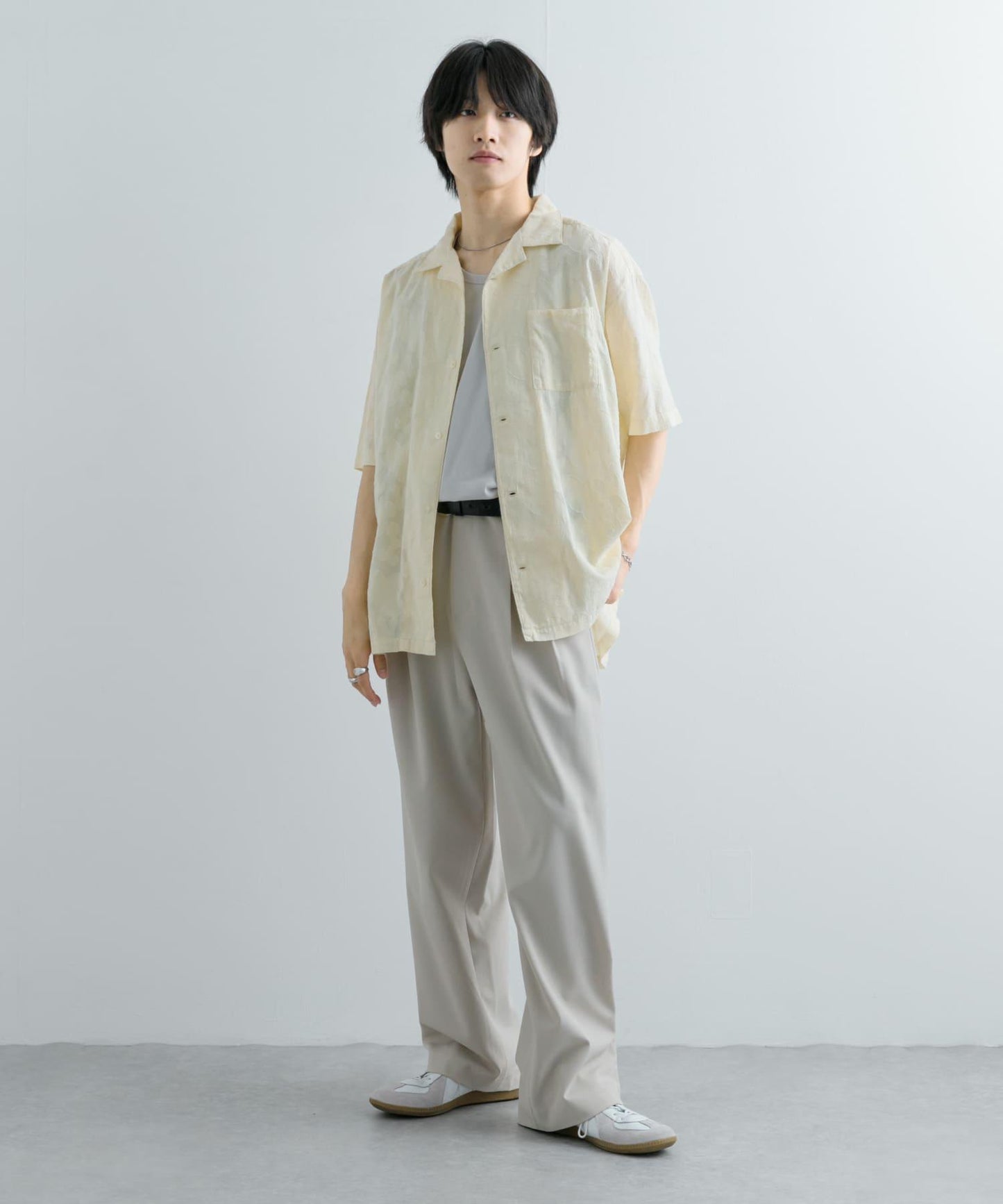 佩斯利印花開領襯衫（五分袖）