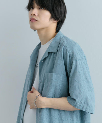 佩斯利印花開領襯衫（五分袖）