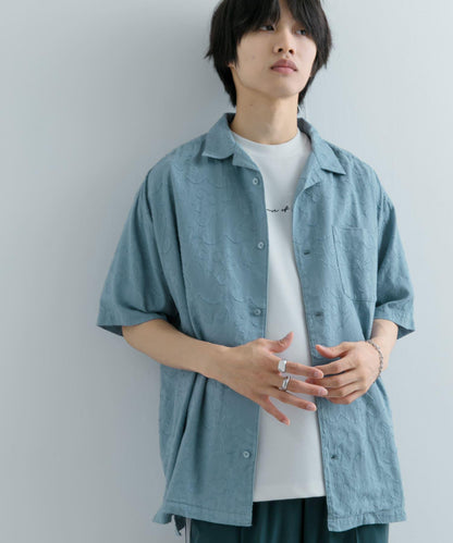 佩斯利印花開領襯衫（五分袖）