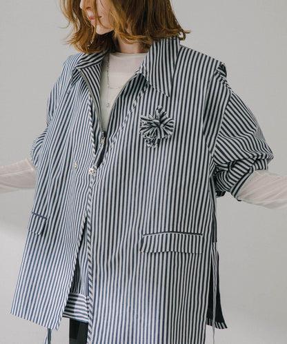 hxcyyd × SOP 條紋花卉胸花襯衫馬甲（男女同款）