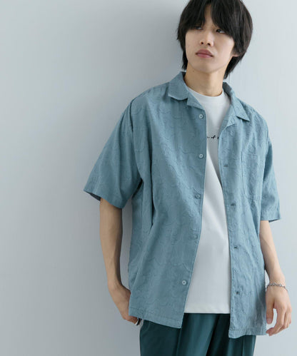 佩斯利印花開領襯衫（五分袖）