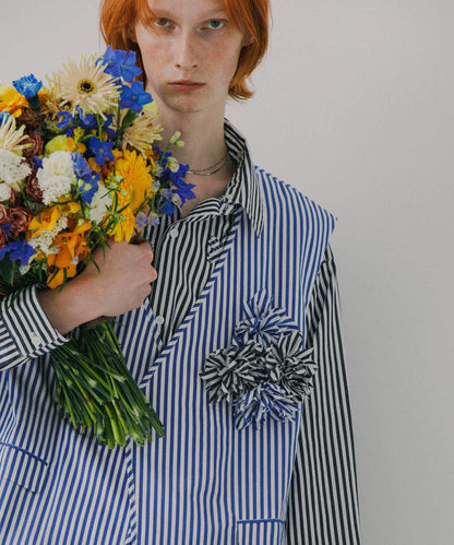 hxcyyd × SOP 條紋花卉胸花襯衫馬甲（男女同款）