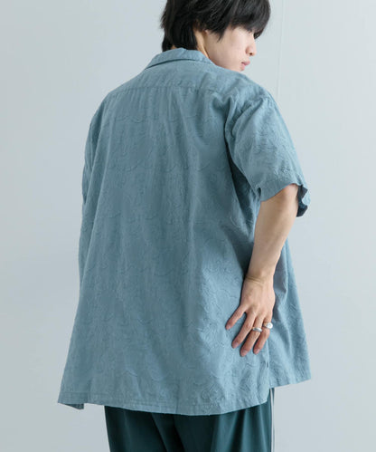 佩斯利印花開領襯衫（五分袖）