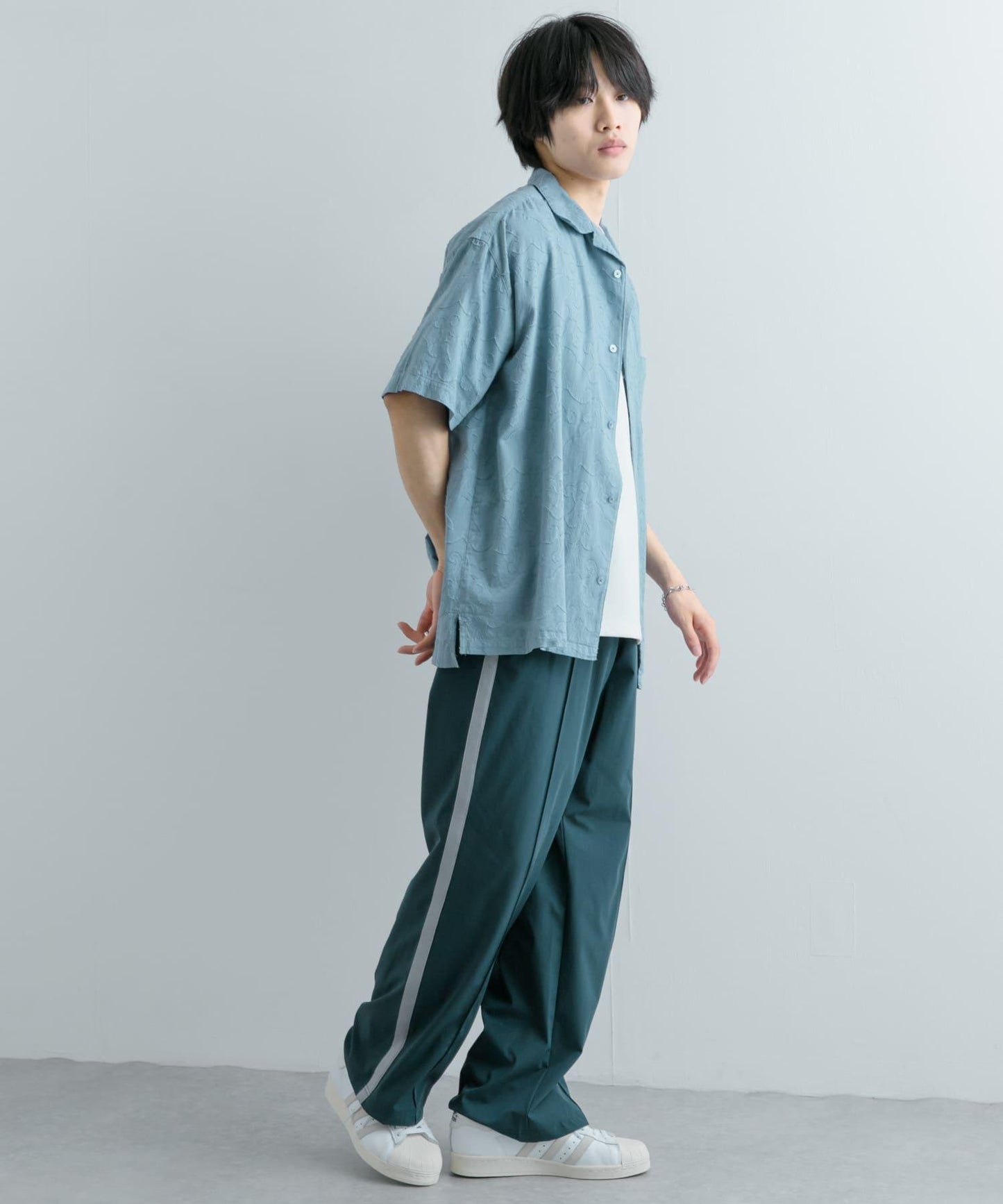 佩斯利印花開領襯衫（五分袖）