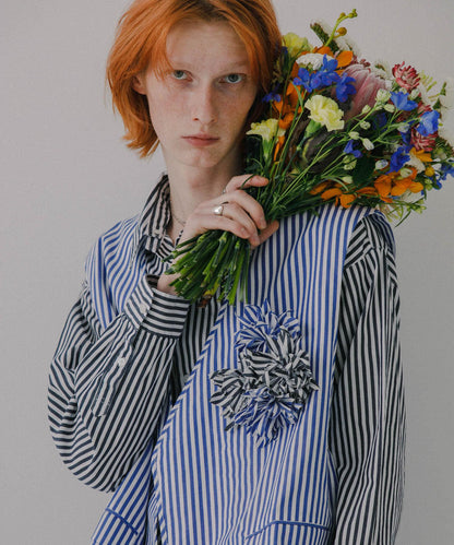 hxcyyd × SOP 條紋花卉胸花襯衫馬甲（男女同款）