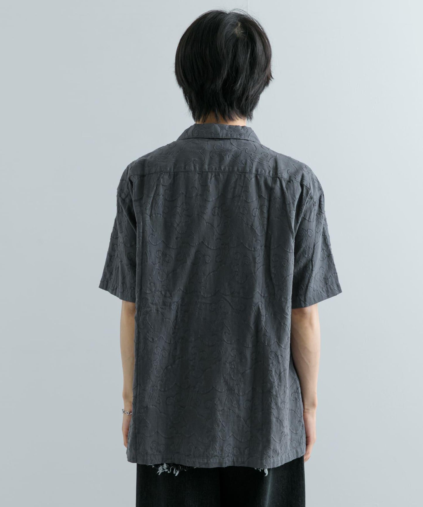 佩斯利印花開領襯衫（五分袖）