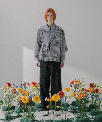 hxcyyd × SOP 條紋花卉胸花襯衫夾克（男女同款）