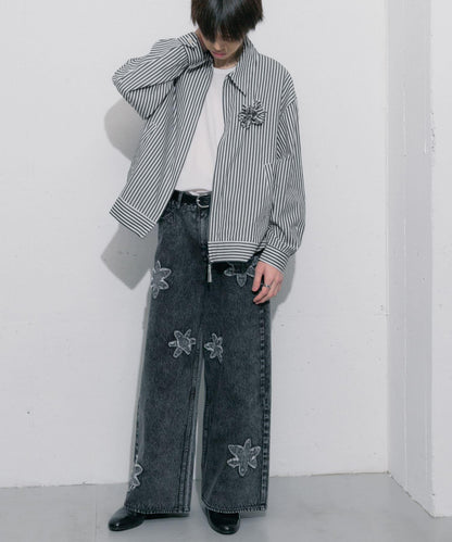 hxcyyd × SOP 條紋花卉胸花襯衫夾克（男女同款）