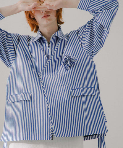 hxcyyd × SOP 條紋花卉胸花襯衫馬甲（男女同款）