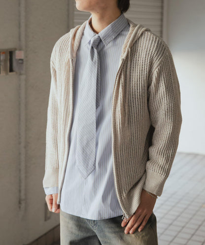 透視網紗連帽拉鍊外套