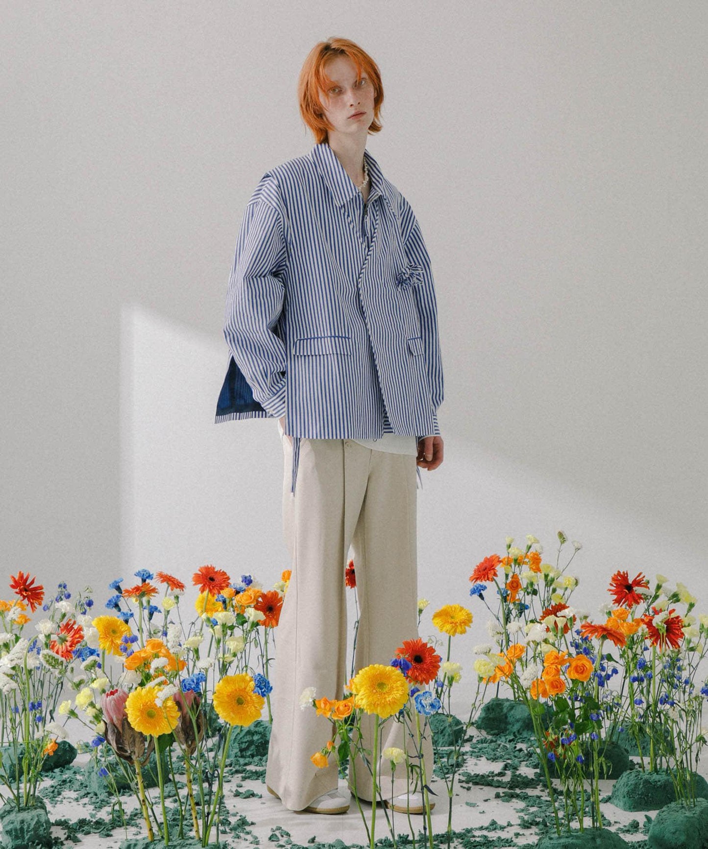 hxcyyd × SOP 條紋花卉胸花襯衫馬甲（男女同款）