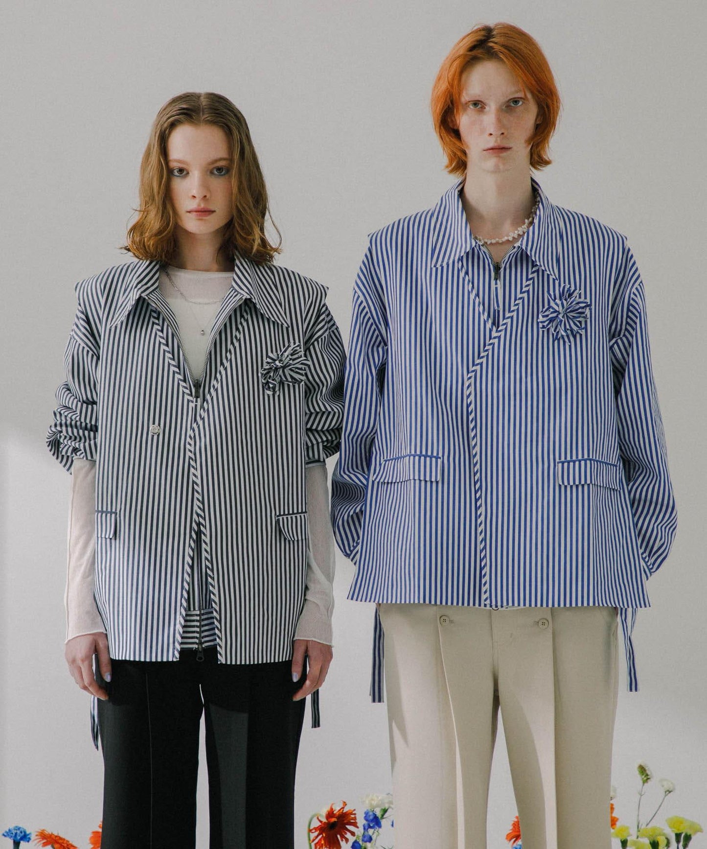 hxcyyd × SOP 條紋花卉胸花襯衫馬甲（男女同款）