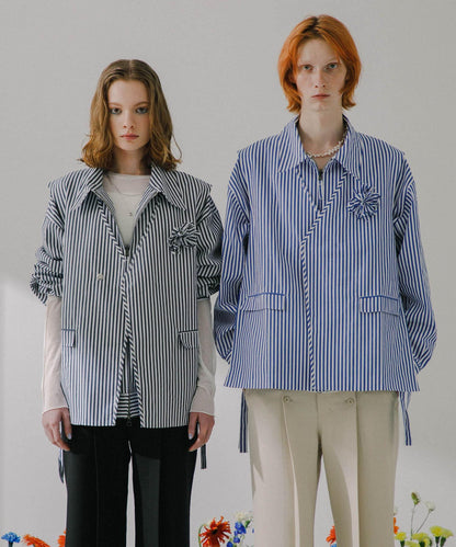 hxcyyd × SOP 條紋花卉胸花襯衫馬甲（男女同款）