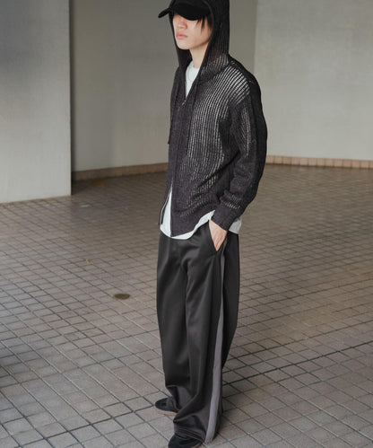 透視網紗連帽拉鍊外套