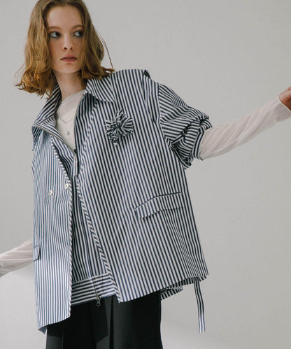 hxcyyd × SOP 條紋花卉胸花襯衫馬甲（男女同款）