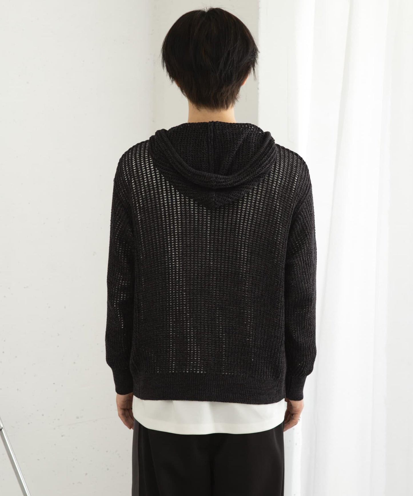 透視網紗連帽拉鍊外套