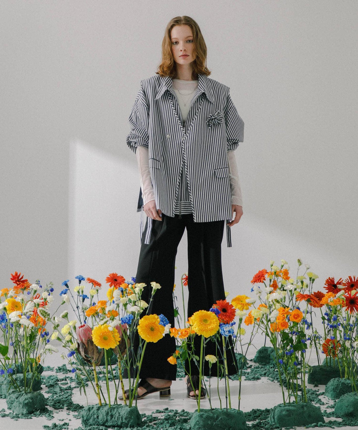 hxcyyd × SOP 條紋花卉胸花襯衫馬甲（男女同款）