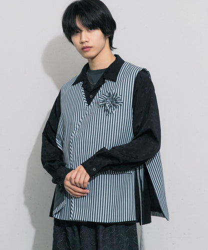 hxcyyd × SOP 條紋花卉胸花襯衫馬甲（男女同款）