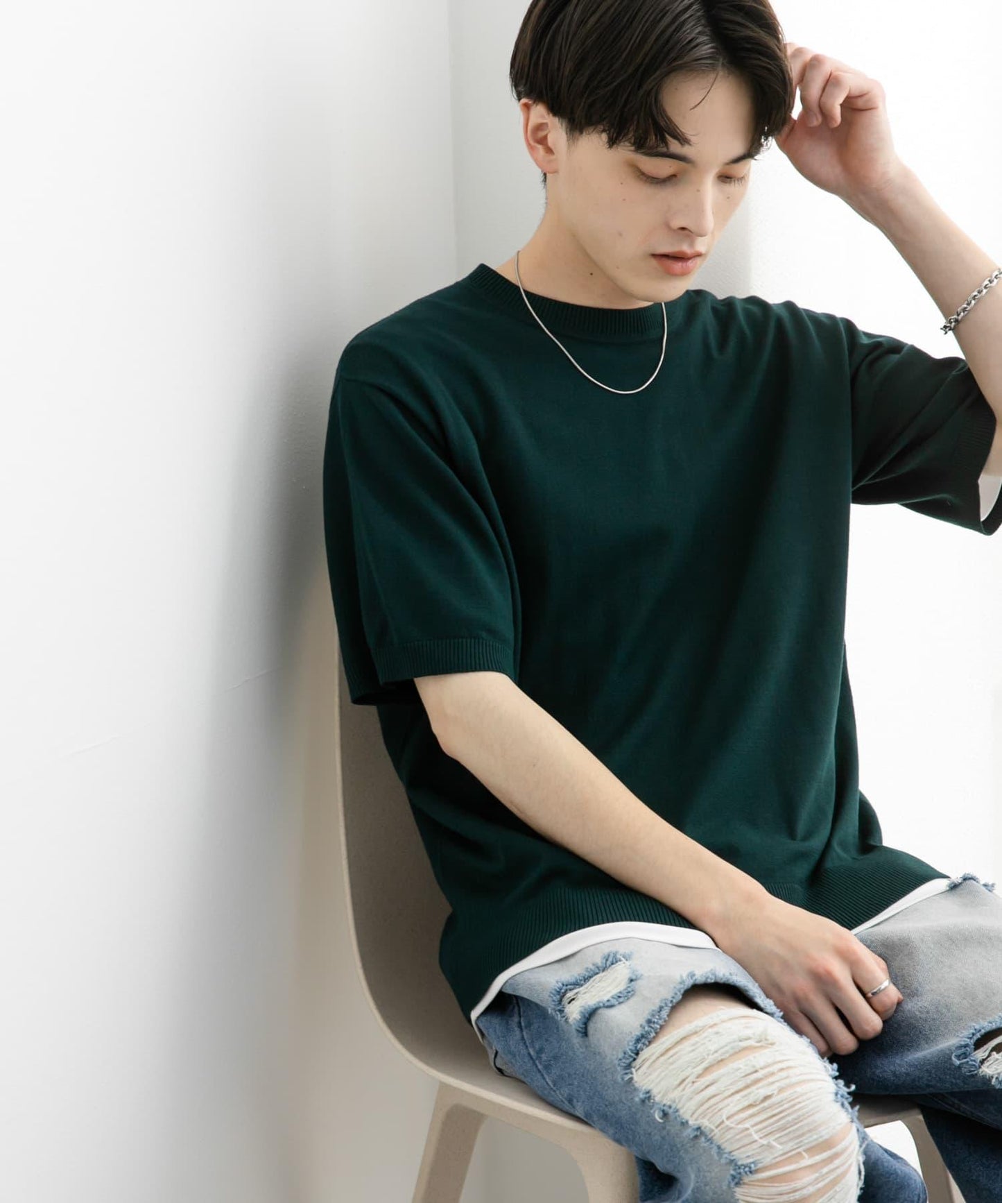 圓領針織短袖T恤