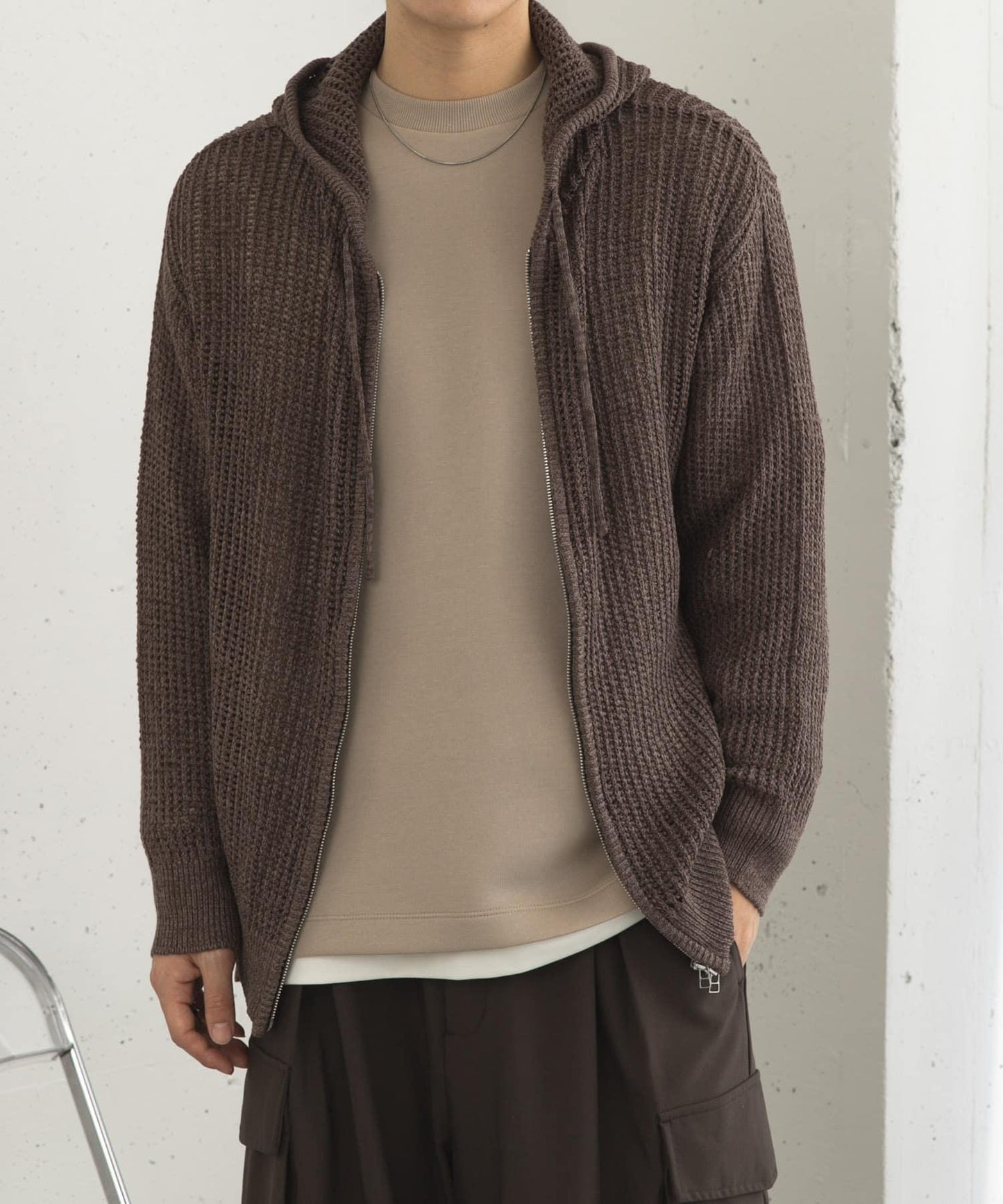 透視網紗連帽拉鍊外套