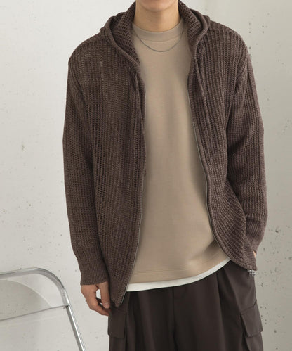 透視網紗連帽拉鍊外套